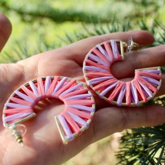 ANTHRO x BaubleBar Boho Bolo Raffia Hoop Earrings - Picture 8 of 12